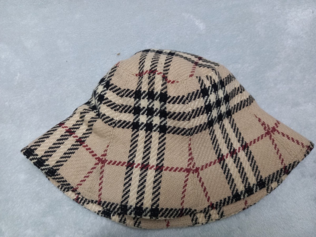 Vintage RARE Burberry Bucket Hat Nova Check Plaid Beige Women\'s Medium Pre 1990 Vintage Burberry main image 3