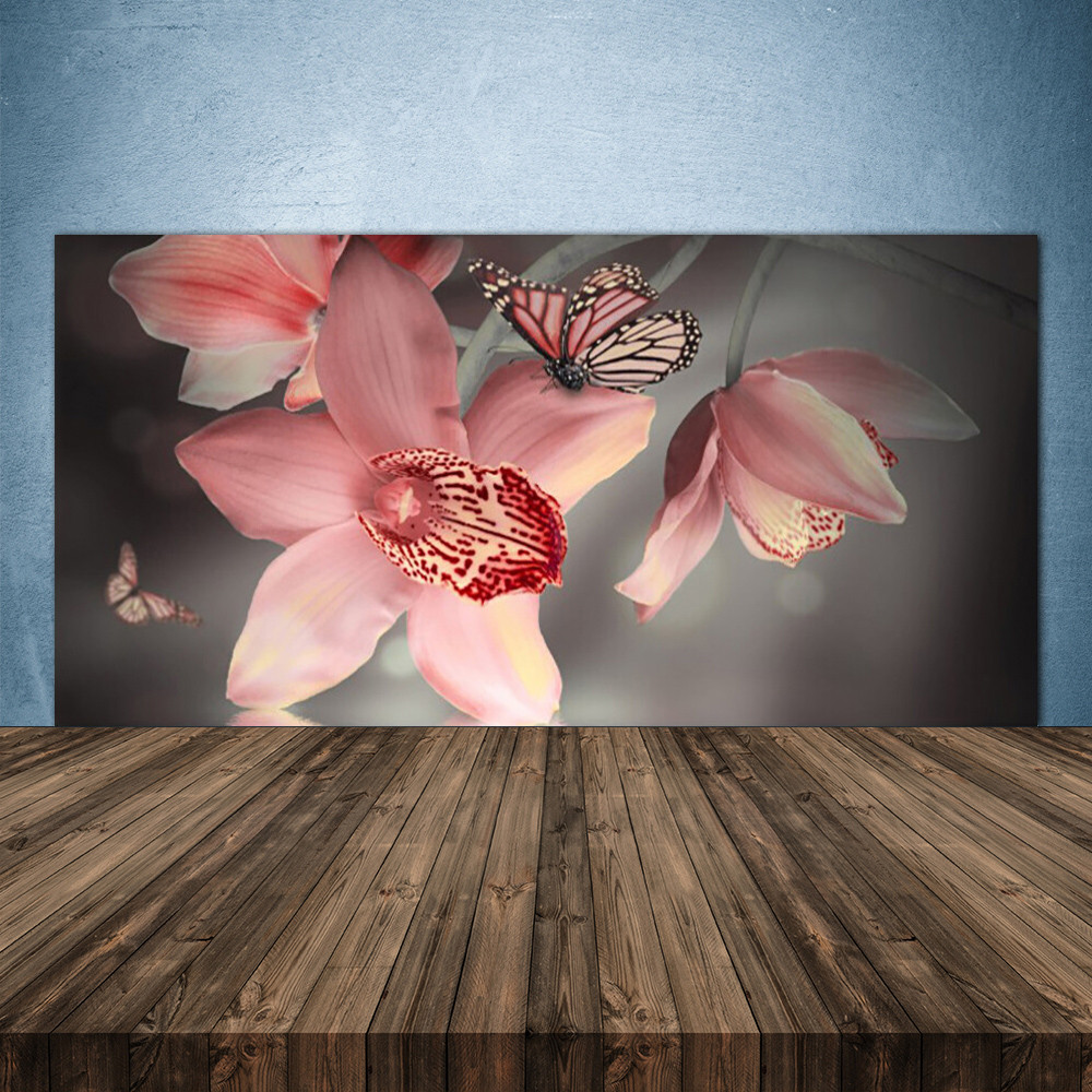 Crédence de cuisine en verre lavable anti projection motif Floral 140x70