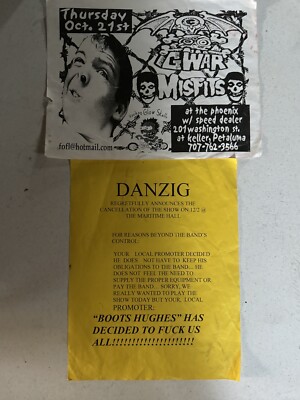 DANZIG Misfits Gwar SF Bay Area PUNK PROMO FLYER LOT KBD PUNK