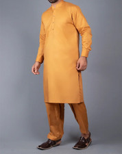 Stitched Mustard Cotton Elite  For Boys  Men  All Season