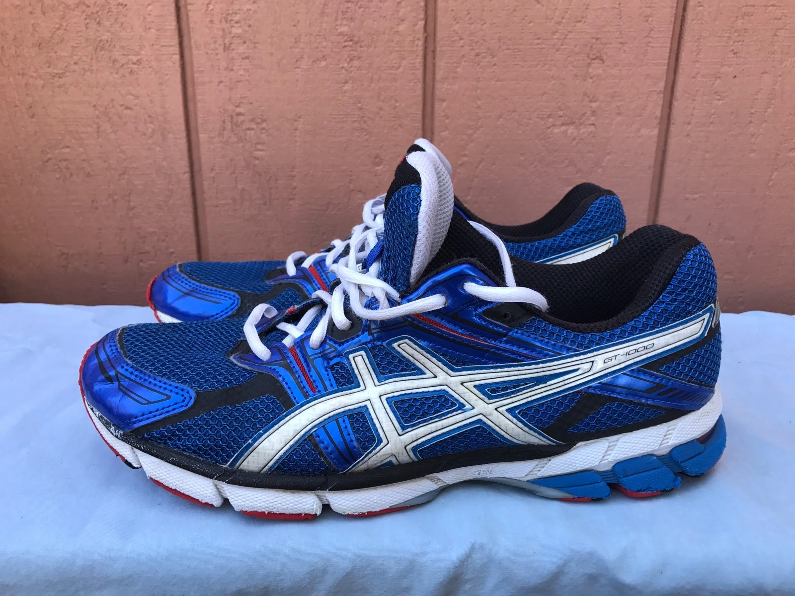 Scarpe da corsa atletica Asics GT 1000 da uomo T2L1N 5901 bianche reali rosse US 11 EU 45