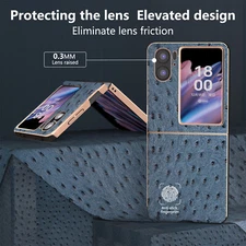For Oppo Find N2 Flip 5G, Luxury Real Genuine Leather Hybrid Hard Case Cover
