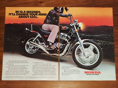 HONDA 550 NIGHTHAWK MOTORCYCLE MAGAZINE ADVERTISEMENT 2-PAGE PRINT AD CHANGE