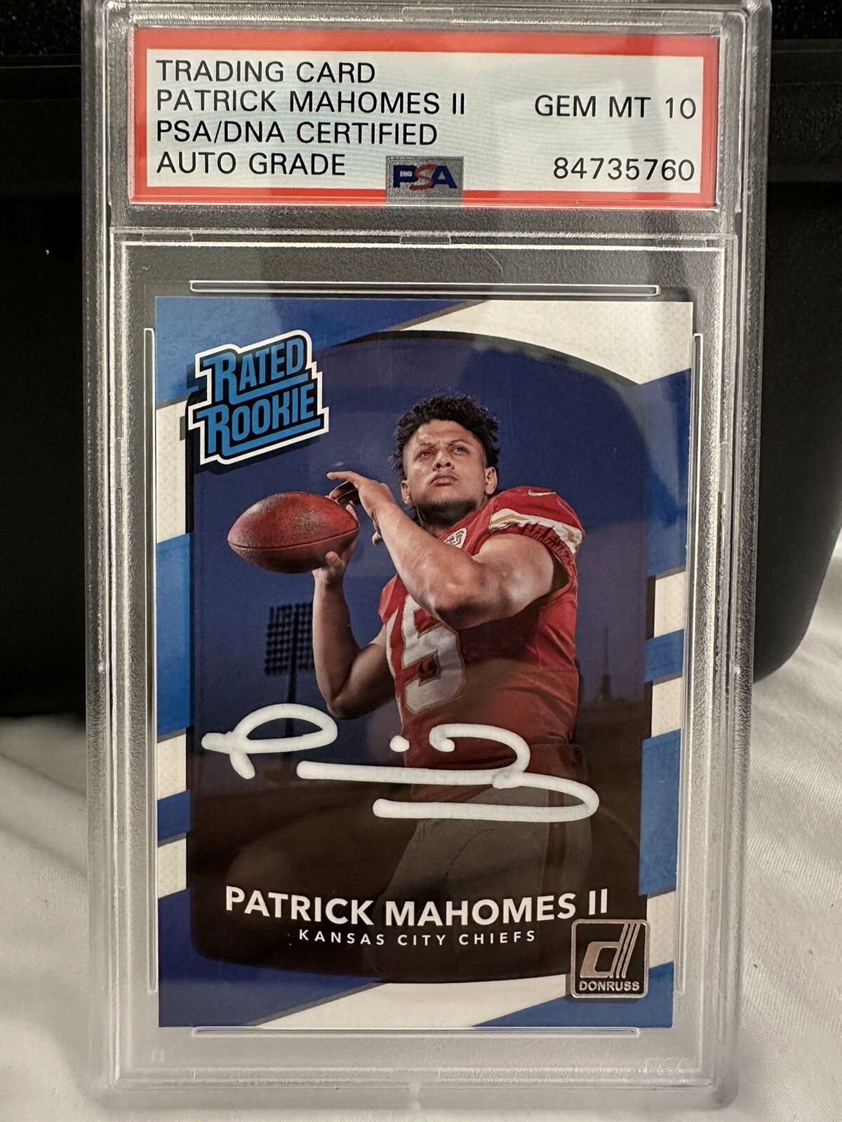 2017 Donruss Rated Rookie Patrick Mahomes RC White Ink PSA/DNA Auto GEM MINT 10