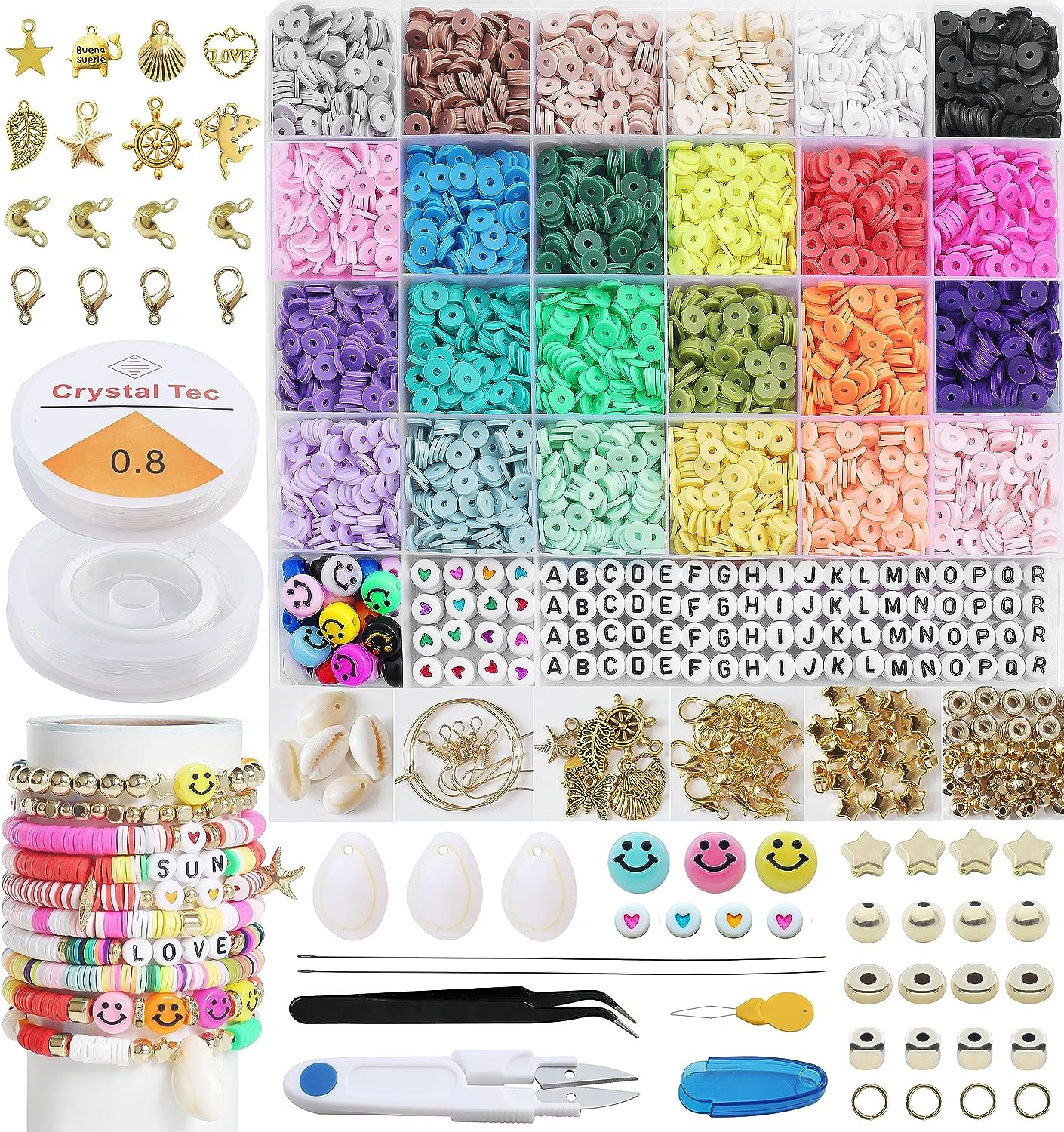6000Pcs 24-Color Polymer Clay Heishi Beads Kit for Friendship Bracelets