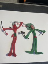 Vtg Bendy Native American Indians Chief Warrior Bendable Toys