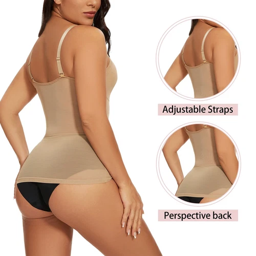 Prendas moldeadoras con cuello en V y sujetador incorporado control de abdomen adelgazante entrenador de cintura EE. UU. para mujeres - Imagen 13 de 25