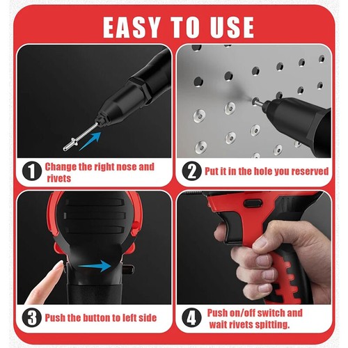 Cordless Brushess Automatic Blind Rivet Riveting Gun For Milwaukee 18V Battery - Picture 4 of 13