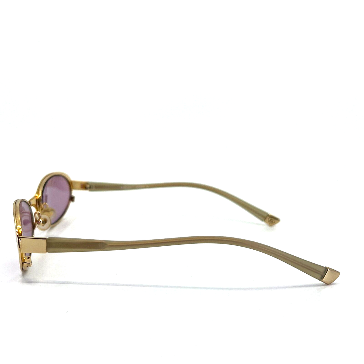 Bebe Sunglasses Gold Digger Oval gold Frames Purple lens 58-18-135  