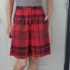 80s/90s Red Plaid High Waist Shorts