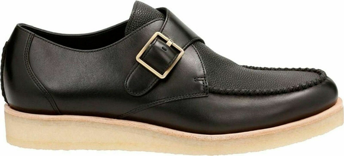 Mens Clarks Originals Black Burcott Monk Strap Leather Shoes Sz 7 Mens Clarks Originals Burcott Monk Strap Leather Shoes Sz  main image 3