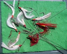 Lot 9 SS WIRE RIGGED FEATHER TROLLING FISHING LURES MARLIN TUNA vqs