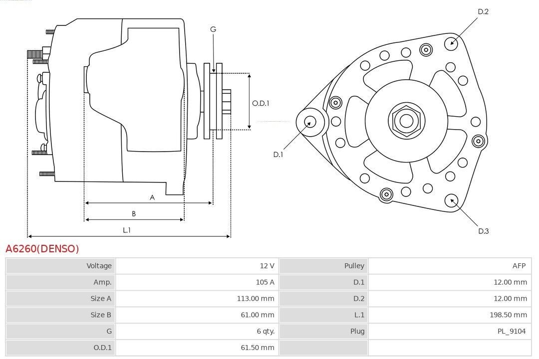 AS-PL Alternateur A0605S 115A Dynamo Avec Poulie