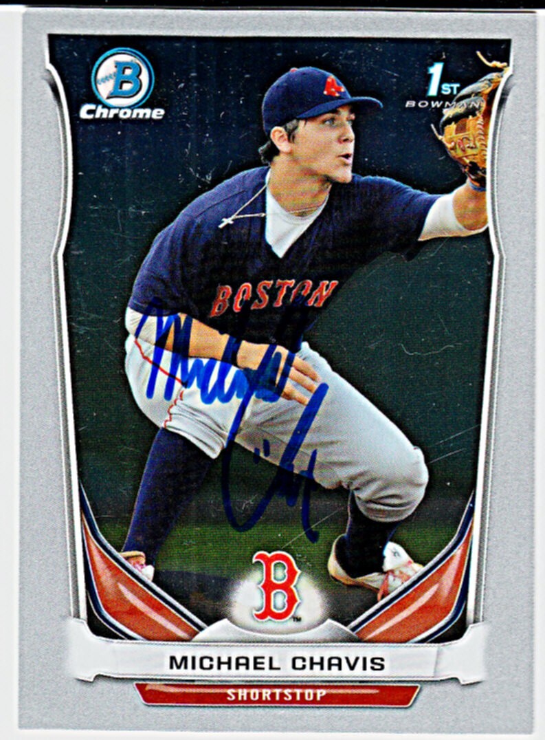 2014 BOWMAN CHROME #CDP22 MICHAEL CHAVIS (RC) - AUTOGRAPHED - Boston Red Sox