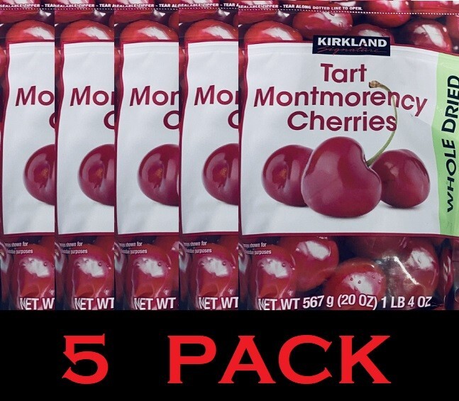 5x Kirkland Signature Whole Dried Tart Montmorency Cherries 20 oz
