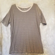 Molly Green Womens Top Small Black White Stripes Oversize 