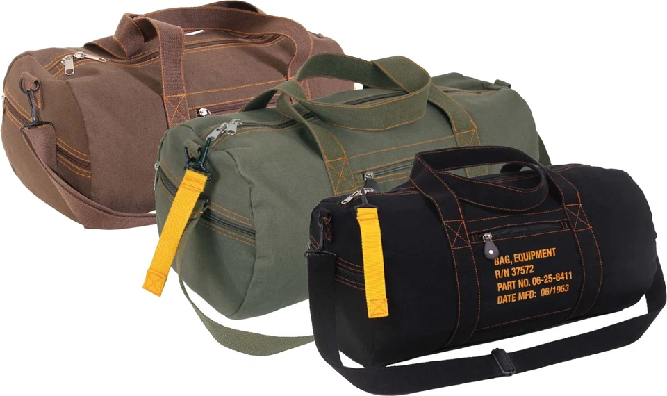 Cotton Canvas Travel Equipment Flight Carry Duffle Shoulder Bag (Small or Large) - Image 2 of 4