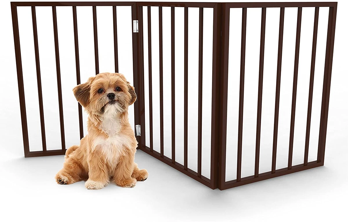 PETMAKER Freestanding Wooden Pet Gate Dark Brown eBay