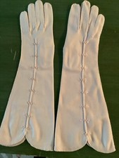 Vintage Soft Pale Pink Women  s Gloves Sz 7 Embroidery  Beads 14 Inches