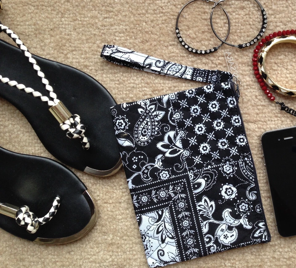 Ручной работы деньги монета-ID-кредитная карта кошелек с ремешком сумочки мешок черный квилтинг - Изображение 3 из 4