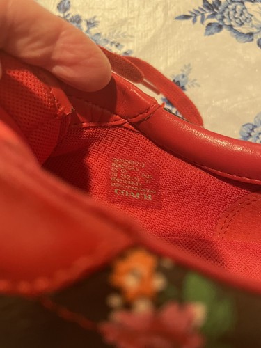 NWOB Coach Rebecca Red Floral Leather/Suede Sneakers Size 7B - Picture 10 of 13