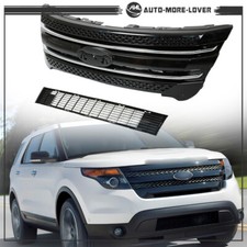 Front Bumper Upper Grille Assembly For Ford Explorer 2011-2015 Glossy Black Front Bumper Upper Grille Assembly For Ford Explorer 2011-2015 Glossy Black
