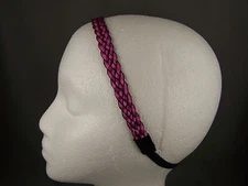 Pink Black braided thin skinny headband hair band accessory braid 5/8" wide