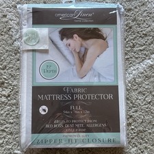 Full Size Zippered Fabric Mattress Protector Cover 12" Depth Waterproof New
