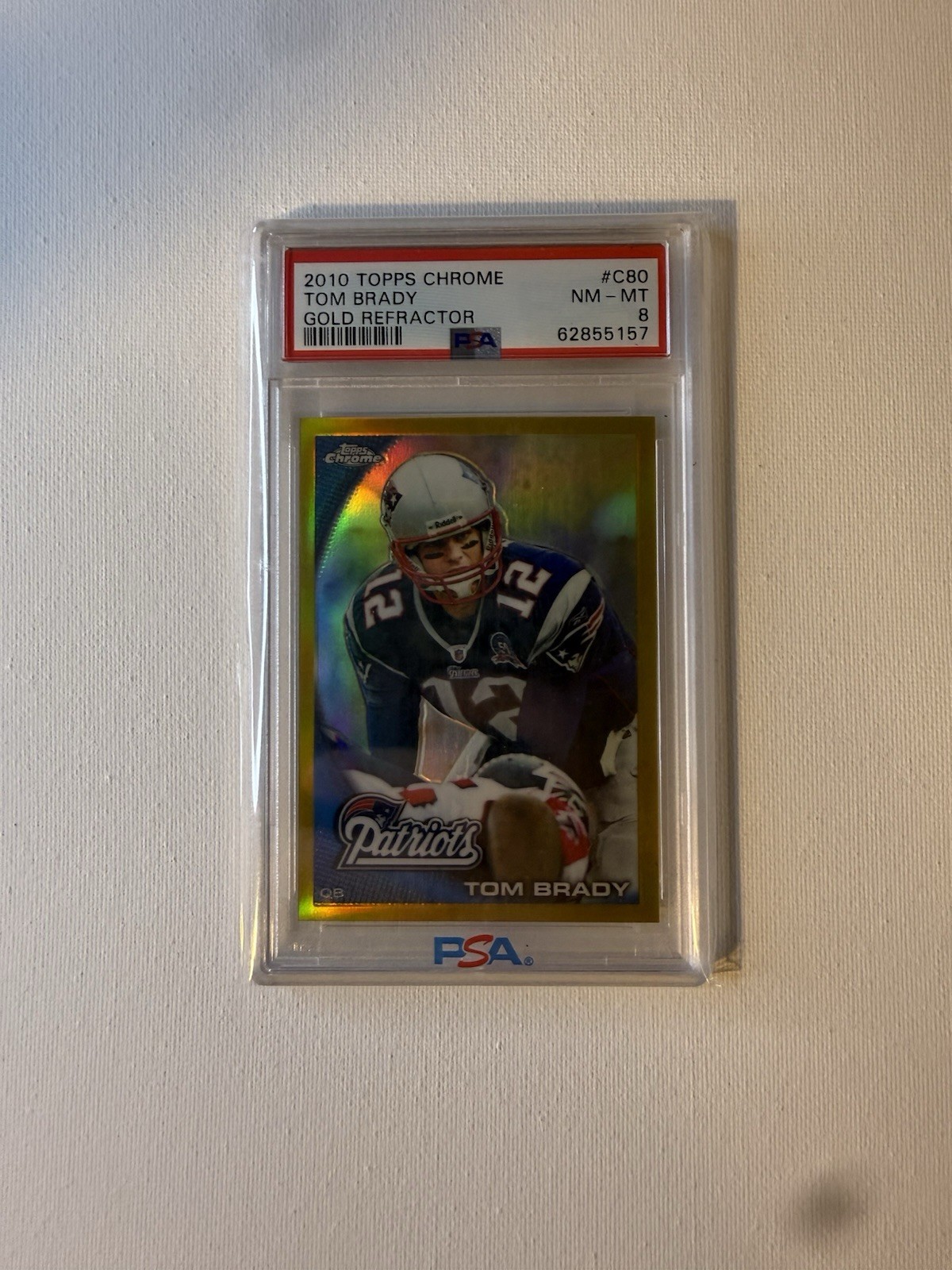 2010 Topps Chrome Tom Brady #C80 Gold Refractor /50 PSA 8