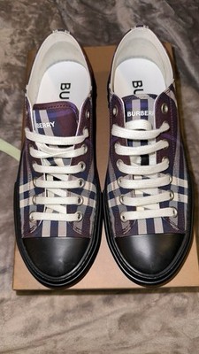 Burberry Jack Low Check Maroon Blue Black White Sneaker Men's Casual