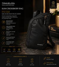 Travelon Slim Crossbody Bag RFID Black Travel Organizer Lightweight NWT 43508