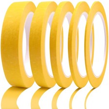DOAY 5 Rolls Pinstripe Tape 1/16", 1/8", 1/4", 1/2", 3/4" x 30 Yards, Yellow