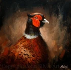 PHEASANT BIRD PORTRAIT ORIGINAL FINE ART PAINTING 25 x 25 cm by  JOHN SILVER BA