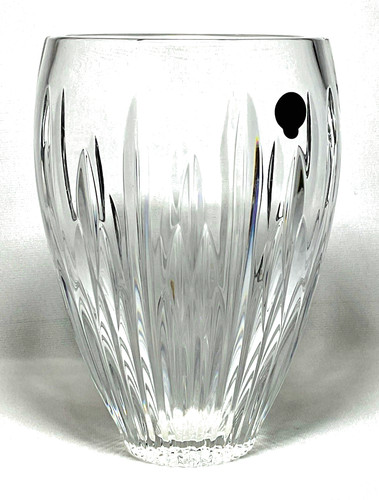 WATERFORD~ Clear+Weighty Crystal 8.25" OVAL FLOWER VASE (Illuminations)~Ireland