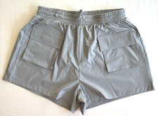 Women Large Gray High Waisted Athletic Quick Dry Gym Running Shorts with Pockets