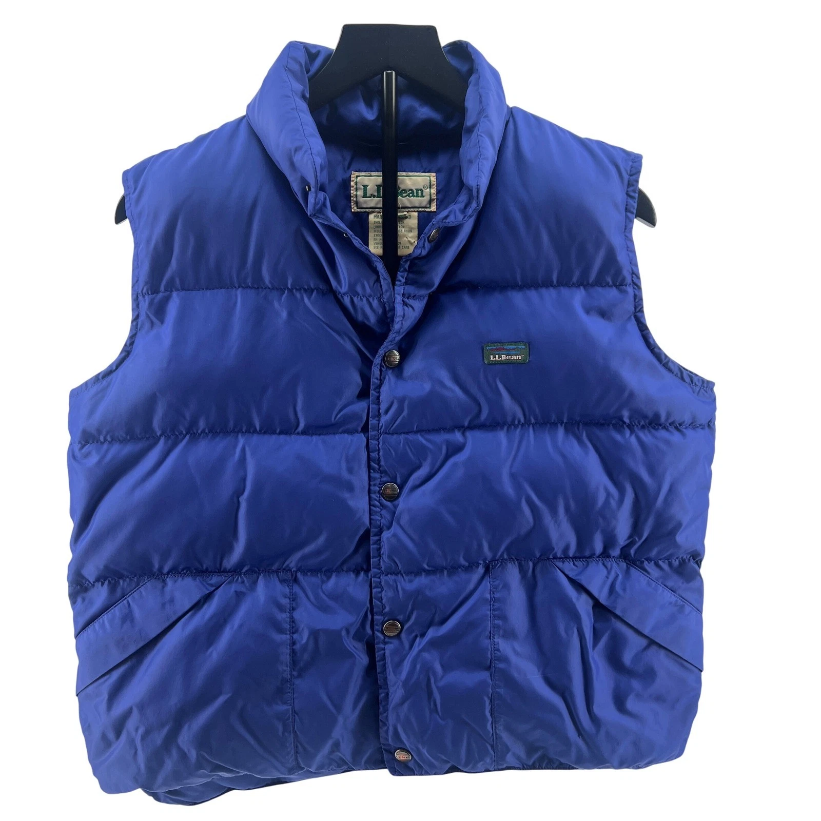 Vintage L.L. Bean Down Vest Mens Blue Puffer Sleeveless Outdoor Full Snap Sz L