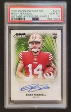 2024 Panini Instant NFL Ricky Pearsall Rookie RC 49ers Jungle /25 Auto PSA 10