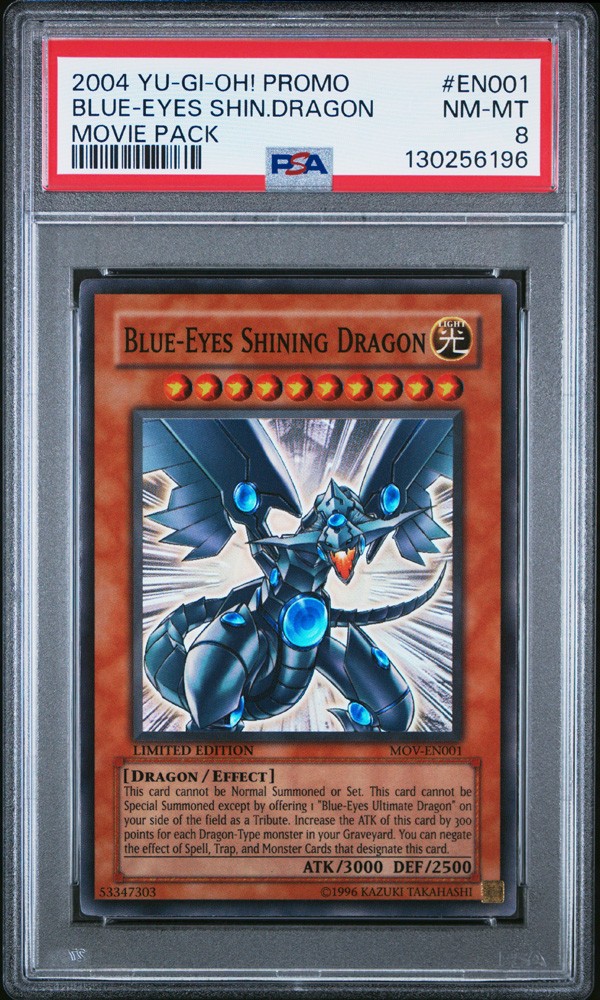 PSA 8 - Yu-Gi-Oh Card - MOV-EN001 - BLUE EYES SHINING DRAGON (super holo) -NM-MT view 1