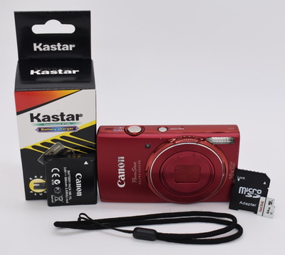 Canon PowerShot ELPH 150 IS Digital Camera Red 10x Zoom 20MP Bundle - TESTED  