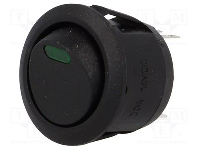 R13-112-DC ROCKER SPST Pos: 2 OFF-(ON) 12V schwarz 20A/12VDC