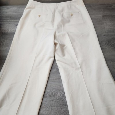 Talbots Cream Heritage Wide Leg 14P Petites Wool Blend Dress Pants Trousers