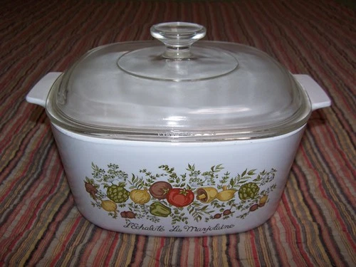 Vtg CorningWare 3 Qt L’Echalote La Marjolaine Spice of Life Dish /Pyrex Lid A9C