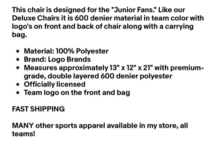 MLB Detroit tigers Toddler Youth Premium Foldable Chair Logo Brands NWT - 2 PACK - Image 2 of 4