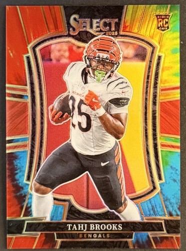 Tahj Brooks 2025 Panini Select #158 Premier Level Tie Dye /25 RC Bengals