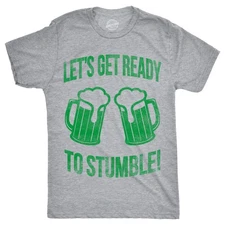 Mens Lets Get Ready to Stumble T Shirt Funny St Saint Patricks Day Drinking Tee