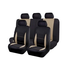 Flying Banner Car Seat Covers Set Beige Tan Front Seats Rear Bench Polyester ...