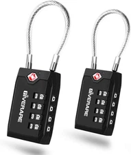 2 Pack TSA Approved Travel Luggage Locks, 4-Digit Cable Combination Suitcase Loc