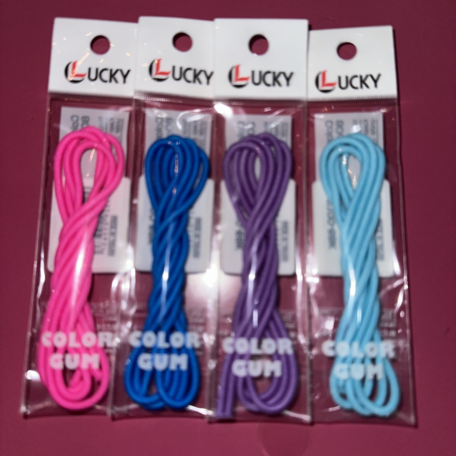 Gum Japanese Hair Elastic Tie Band Set Of 4 Lav Blues Pink P