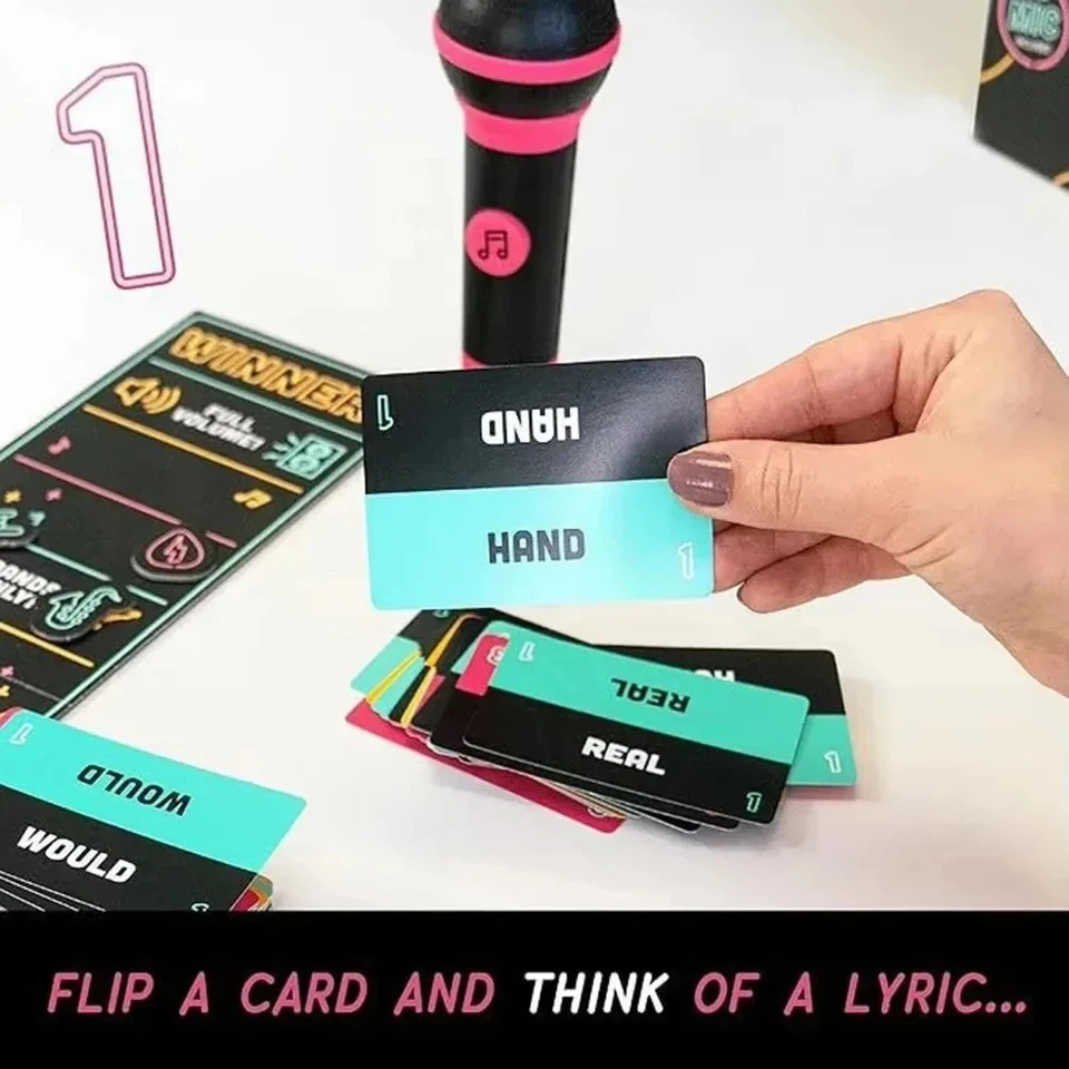 Grab The Mic Fun Music Card Game Family Karaoke Party Board Games 2-10 Players - Image 3 of 4