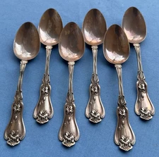 Set of SIX Gorham Whiting Sterling Silver Violet Teaspoons